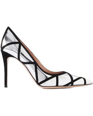 Gianvito Rossi Suede-Trimmed Mirrored-Leather Court Shoes - Metallic