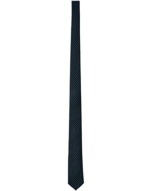 Saint Laurent Striped Tie - White