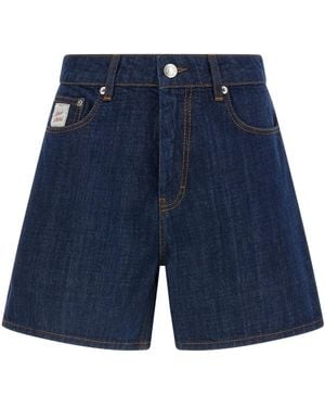 Ami Paris Ami Heritage Label Contrast Stitch Bermuda Shorts - Blue