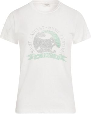 Saint Laurent Logo Crew Neck T-Shirt - White