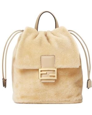 Fendi Shearling Backpack - Natural