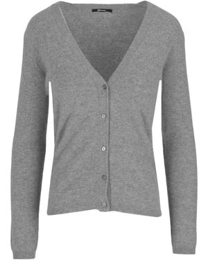 Lela Rose Crop V-Neck Cardigan - Gray