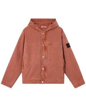 Stone Island Hooded Jacket With Multiple Pockets - Red
