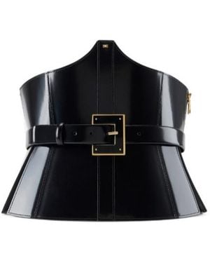 Elisabetta Franchi Bustier-Style Leather Belt - Black