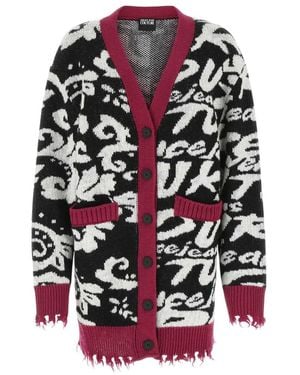 Versace Jeans Couture Couture Distressed V-Neck Cardigan - Multicolor