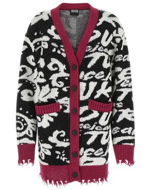 Versace Jeans Couture Couture Distressed V-Neck Cardigan - Multicolour