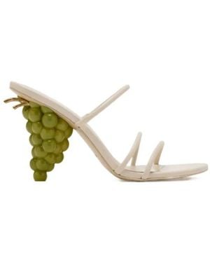 Cult Gaia Grape Heel Strap Sandals - White