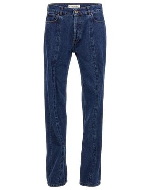 Y. Project Wire Wide-Leg Cotton Jeans - Blue