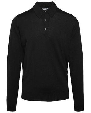 John Smedley Dorset Long-Sleeve Polo Shirt - Black