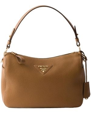 Prada Medium Leather Shoulder Bag - Brown