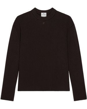 Courreges Ribbed-Knit Merino Sweater - Black