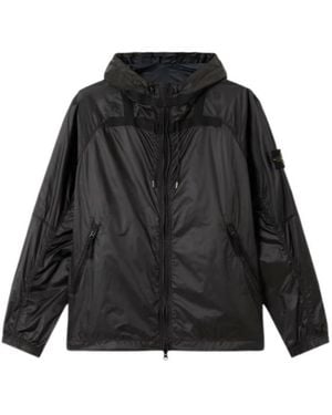 Stone Island Light Hooded Jacket With Anti-Drop And Reflective Details - Black