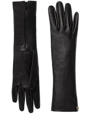 Gucci Leather Gloves With Double G - Black