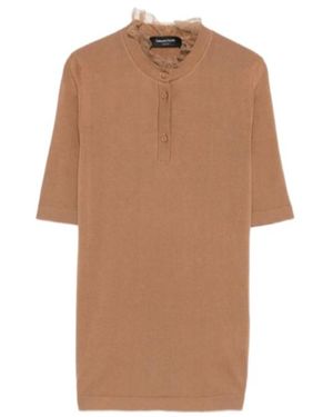 Fabiana Filippi Ruffled Buttoned T-Shirt - Brown
