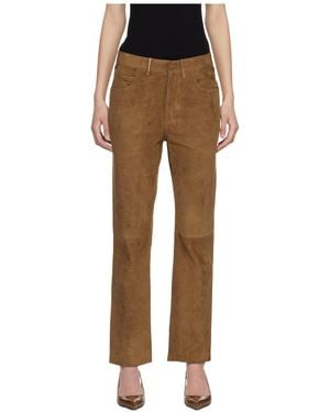 Tom Ford Embellished Panelled Suede Straight-Leg Trousers - Natural