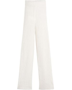 Lanvin Logo Intarsia Knit Wide Leg Trousers - White