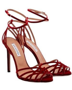 Aquazzura Versatile Velvet High-Heel Sandals - Red