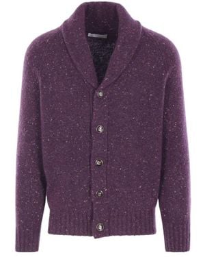 Brunello Cucinelli Shawl-Collar Cardigan - Purple