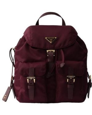 Prada Triangle Logo Plaque Backpack - Red