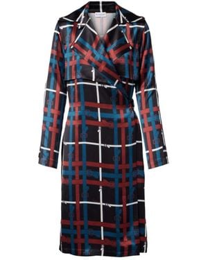 Burberry Belt Check Crêpe Wrap Dress - Blue