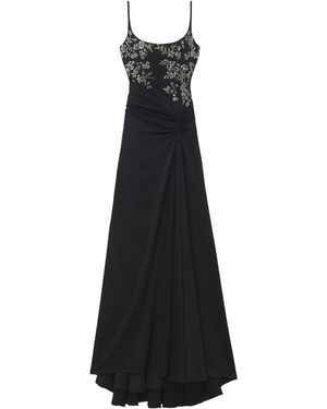 McQueen Floral Embroidery Evening Dress - Black