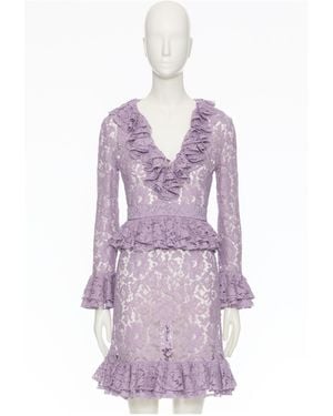 Valentino Floral-Lace Mini Dress - Purple
