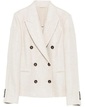 Brunello Cucinelli Collared Button-Up Jacket - White