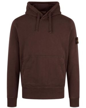 Stone Island Long Sleeved Hooded Hooded Jumper - Brown