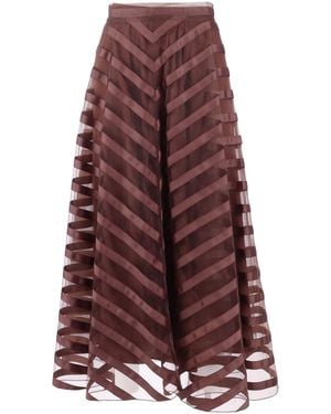 P.A.R.O.S.H. Ribbon Panel Midi Skirt - Purple