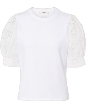 FRAME The Deco Broderie Anglaise Cotton T-Shirt - White