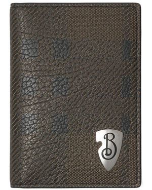 Burberry B-Shield Bi-Fold Wallet - Grey
