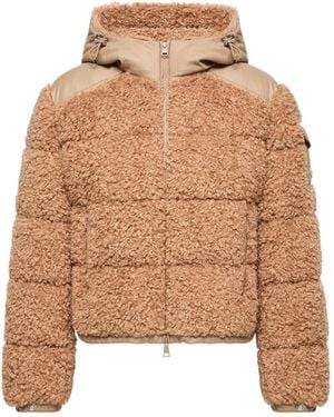 Moncler Alpestre Hooded Teddy Short Down Jacket - Brown