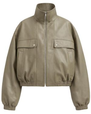 Frankie Shop Nolita Faux Leather Bomber Jacket - Green