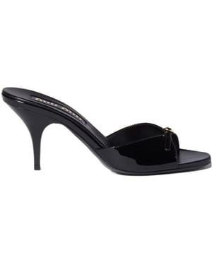 Miu Miu Logo-Detailed Slip-On Mules - Black