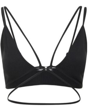 ANDREADAMO Ribbed Jersey Bra W/Double Straps - Black
