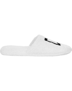 Dolce & Gabbana Embroidered Logo Slides - White