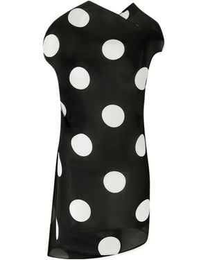 KHAITE Tatia Draped Polka-Dot Silk Mini Dress - Black