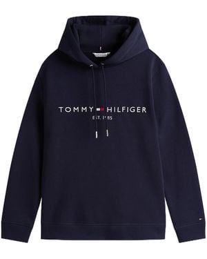 Tommy Hilfiger Embroidered-Logo Pullover Hoodie - Blue