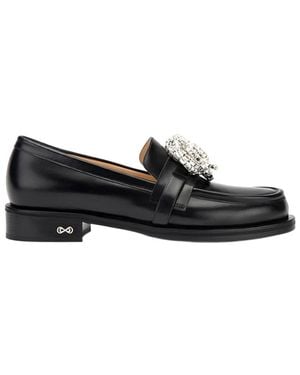 Mach & Mach Mach Mach Galaxy Embellished Stacked Heel Loafers - Black