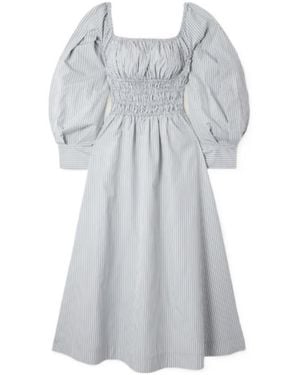 Altuzarra Stripe Cotton Mid-Length Dress - Grey