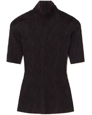 Stella McCartney Turtleneck Lace 3/4 Sleeve Top - Black
