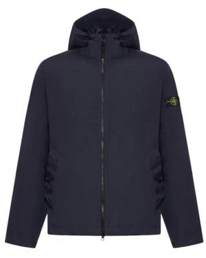 Stone Island Hooded Zip-Up Jacket - Blue