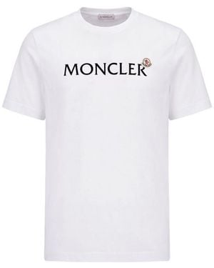 Moncler Flocked Logo Cotton T-Shirt - White
