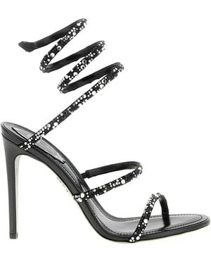 Rene Caovilla Cleo Crystal Spiral Heeled Sandals - White