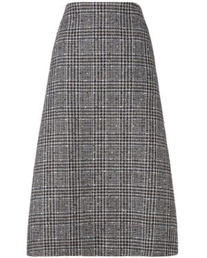 Fendi Checked Tweed Midi Skirt - Gray