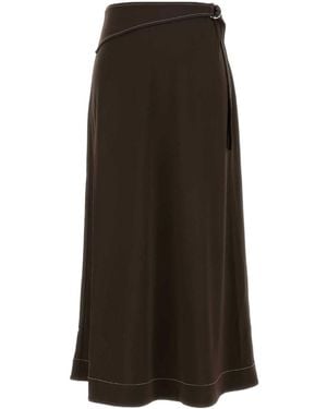 Tory Burch Belted Jersey Skirt - Brown