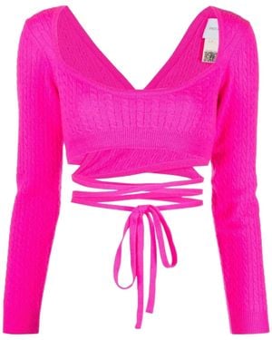 Patou Lace-Up Cropped Top - Pink