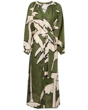 Johanna Ortiz Printed Linen Maxi Dress - Green