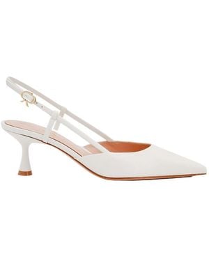 Gianvito Rossi Point Toe Slingback Leather Pumps - White