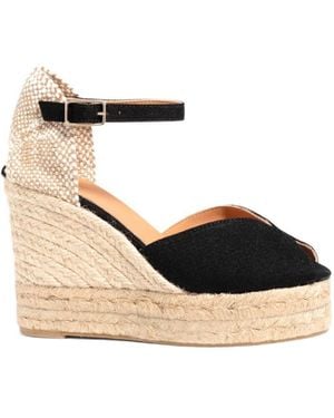 Castañer Castañer Bianca Peep-Toe Wedge Sandals - Metallic